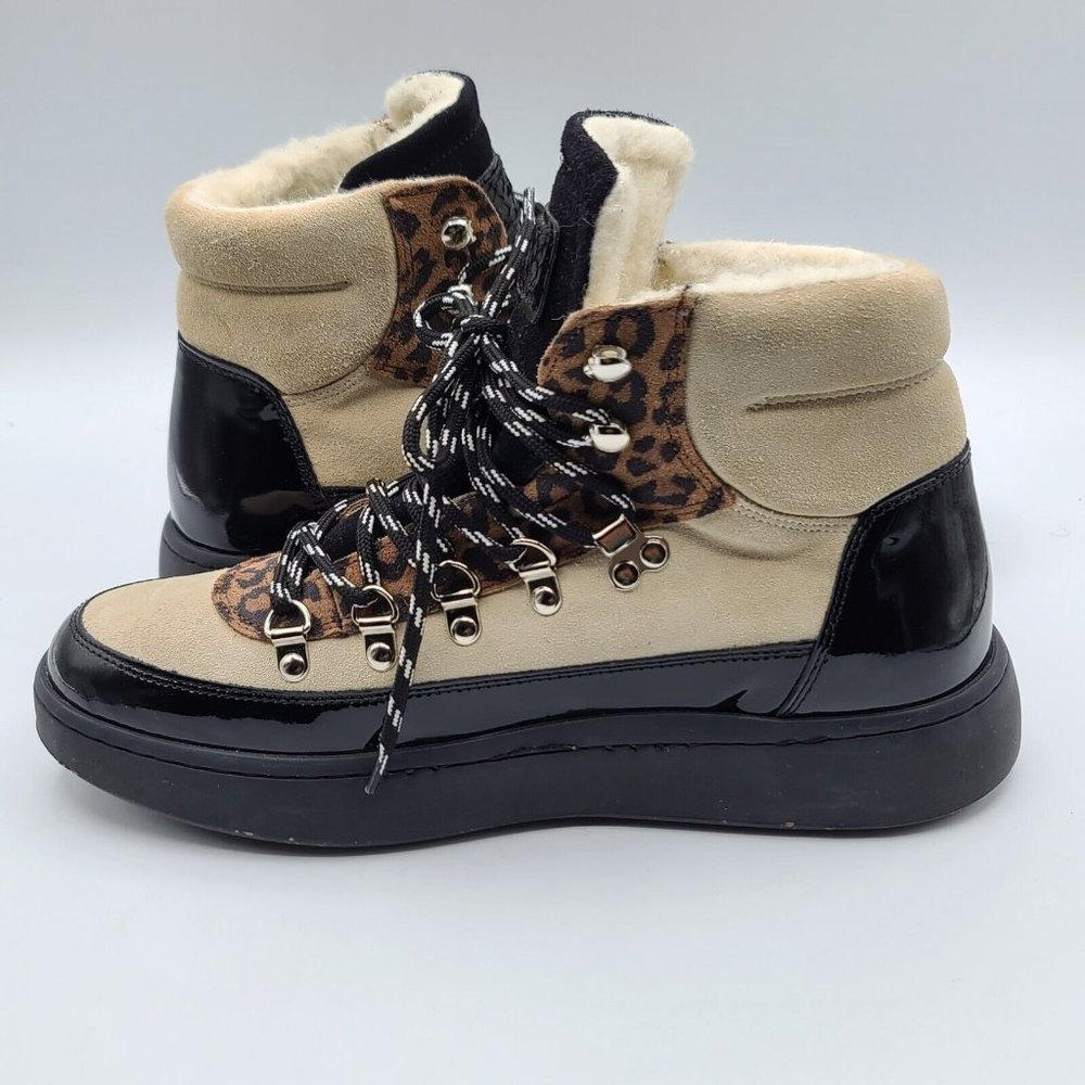 WODEN Iris Hiker Boots Cream/Black Leopard Size 8 NWOB - Picture 10 of 11